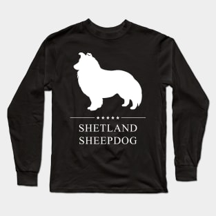 Shetland Sheepdog Dog White Silhouette Long Sleeve T-Shirt